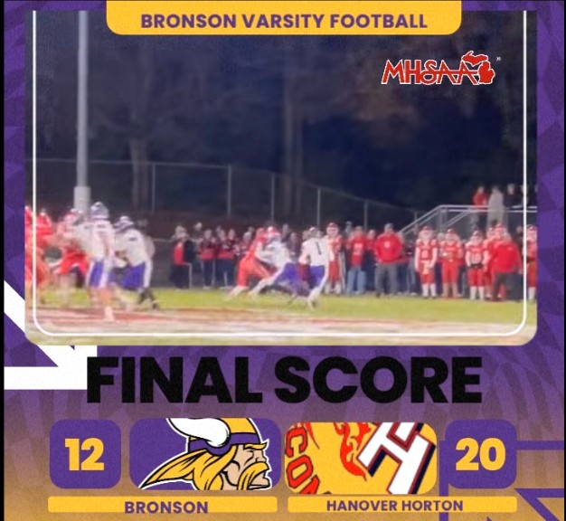 Two late scores help No. 9 Hanover-Horton beat Bronson 20-12